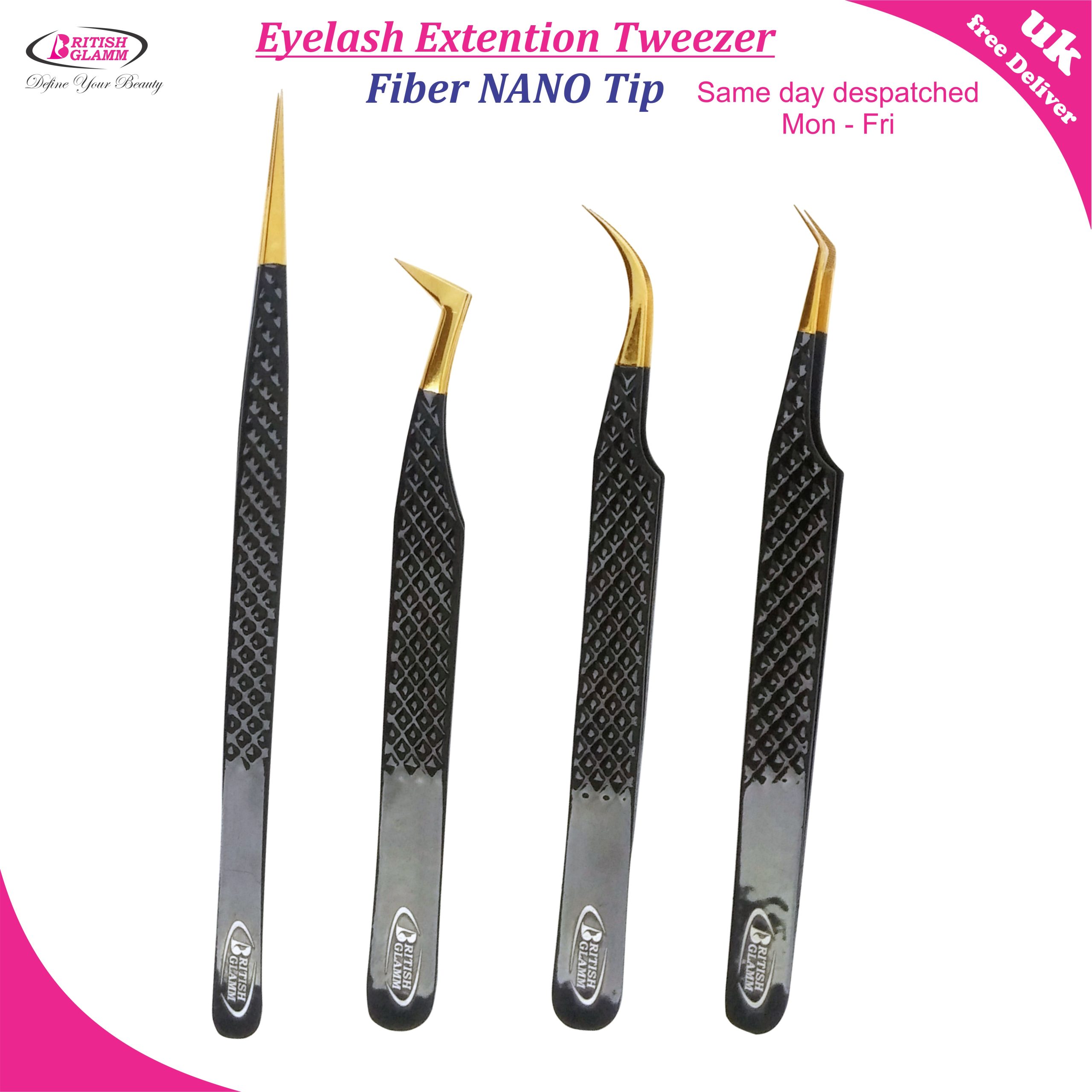 Premium Eyelash Tweezers with 24K Gold-Coated Fiber Tips – Precision Tools for Professional Lash Artists